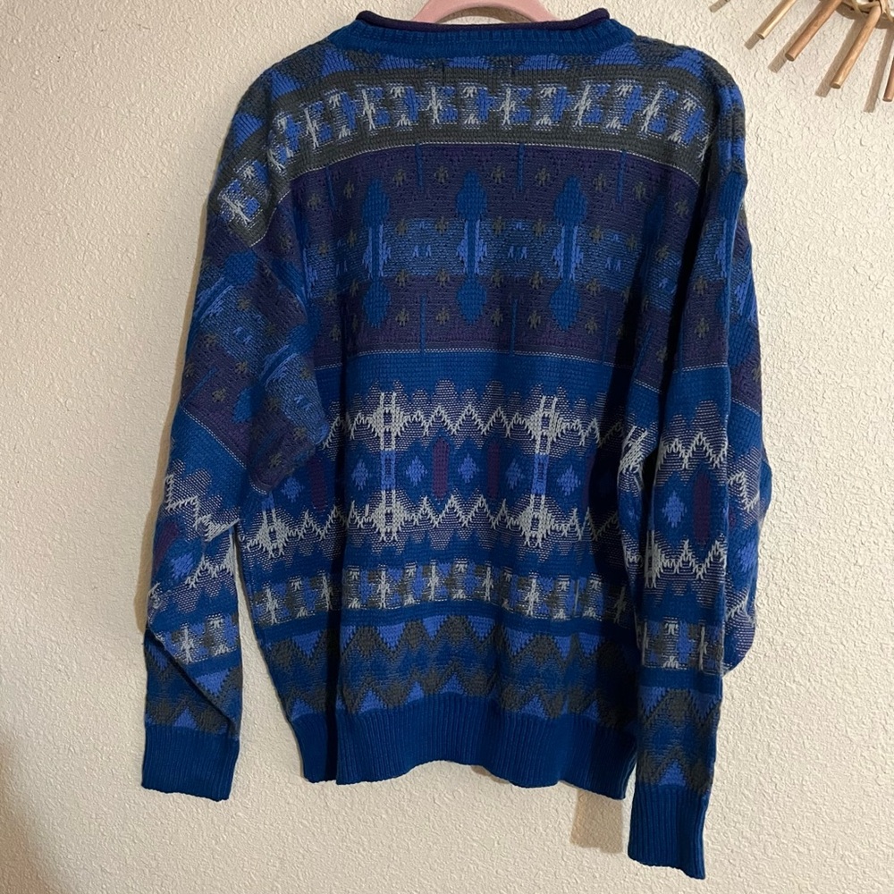 Vintage 1991 Men’s Patterned Saturdays Pull Over Sweater - Picture 2 of 4
